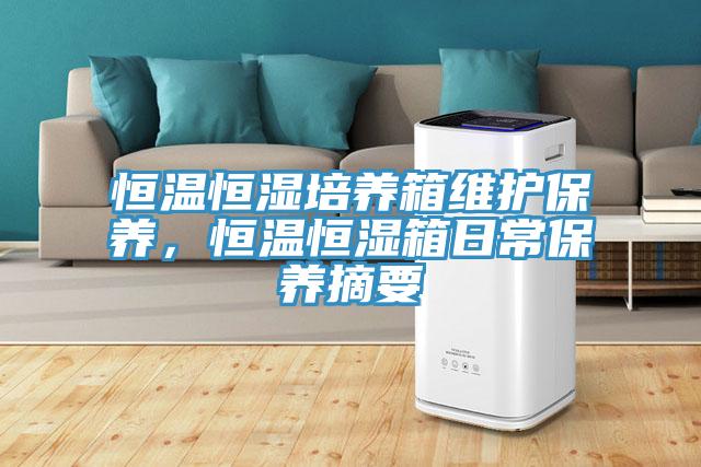 恒溫恒濕培養箱維護保養，恒溫恒濕箱日常保養摘要
